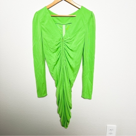 Givenchy Evening Ruched Crepe Dress in Jersey Green Gathered hidden zipper sz 40 - Picture 9 of 14